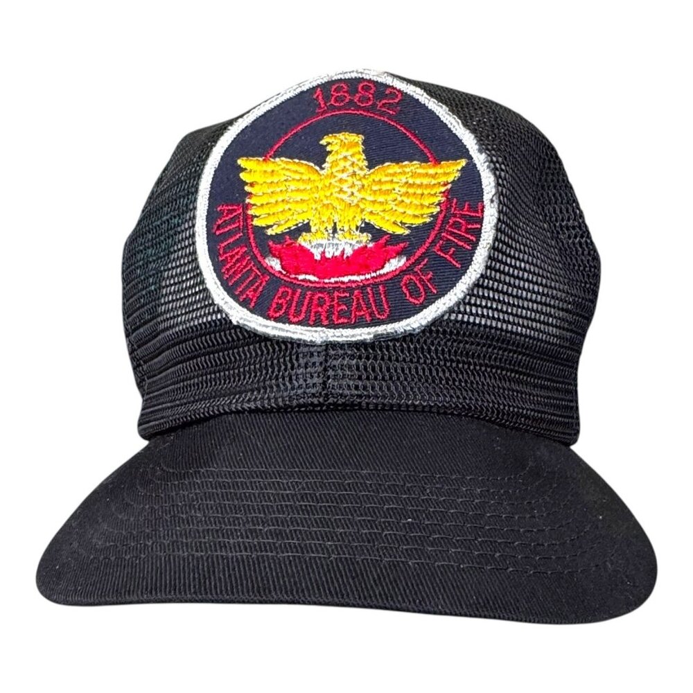 Vintage Ktm Atlanta Bureau Of Fire 1882 Mesh Snapback Trucker Cap Emblem Hat